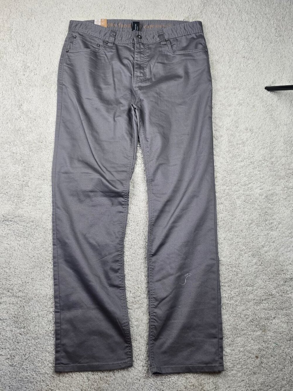 Prana Chino Hiking Pants REI Mens size 36x32 Slim Fit Camp Canvas Grey USA NWT